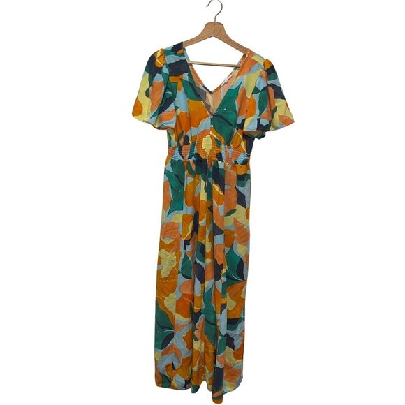 Abel The Label Romantic summer Floral V-Neck Side Slits Maxi Dress Women's Size - Picture 1 of 9